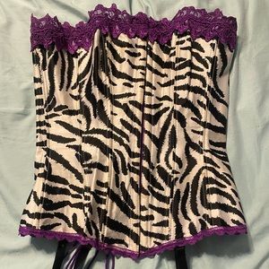 Zebra corset with purple lace